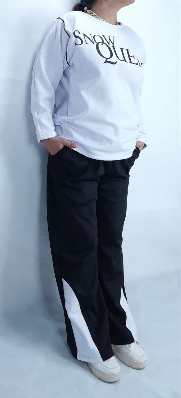    ست دورس و  شلوار یقه گرد   